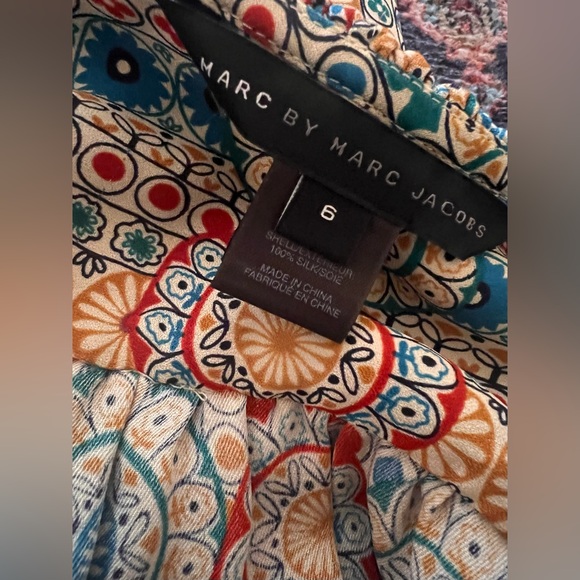 Marc by Marc Jacobs 100% silk multicolored floral boho poplin chic dress size 6 - Picture 8 of 8